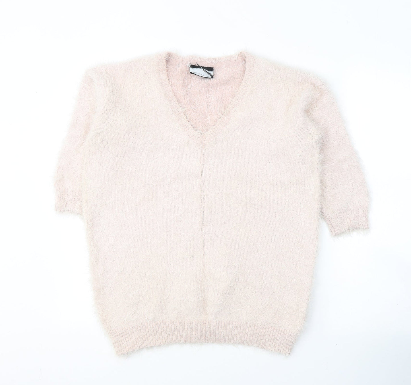 Preworn Womens Pink V-Neck  Nylon Pullover Jumper Size S
