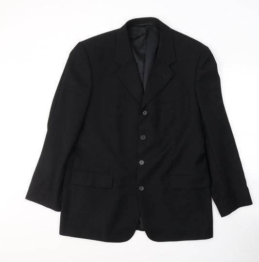 TOM ENGLISH Mens Black  Wool Jacket Suit Jacket Size L