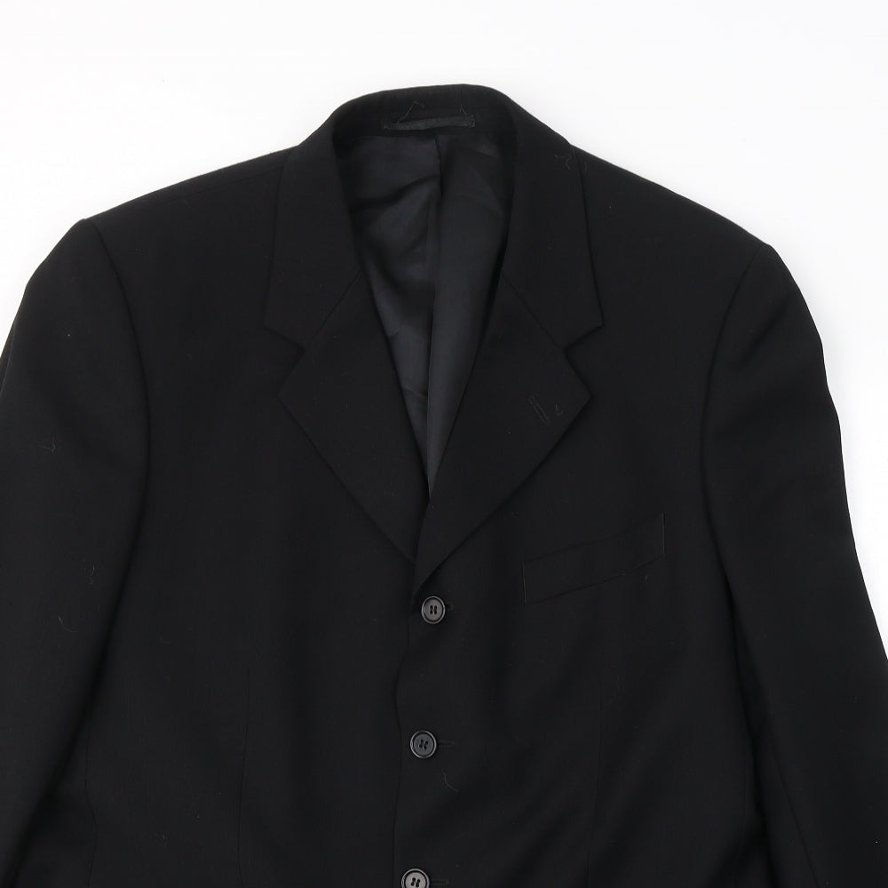 TOM ENGLISH Mens Black  Wool Jacket Suit Jacket Size L