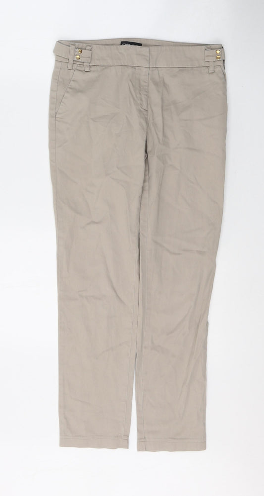 Warehouse Womens Beige  Cotton Skinny Jeans Size 8 L26 in Regular Buckle