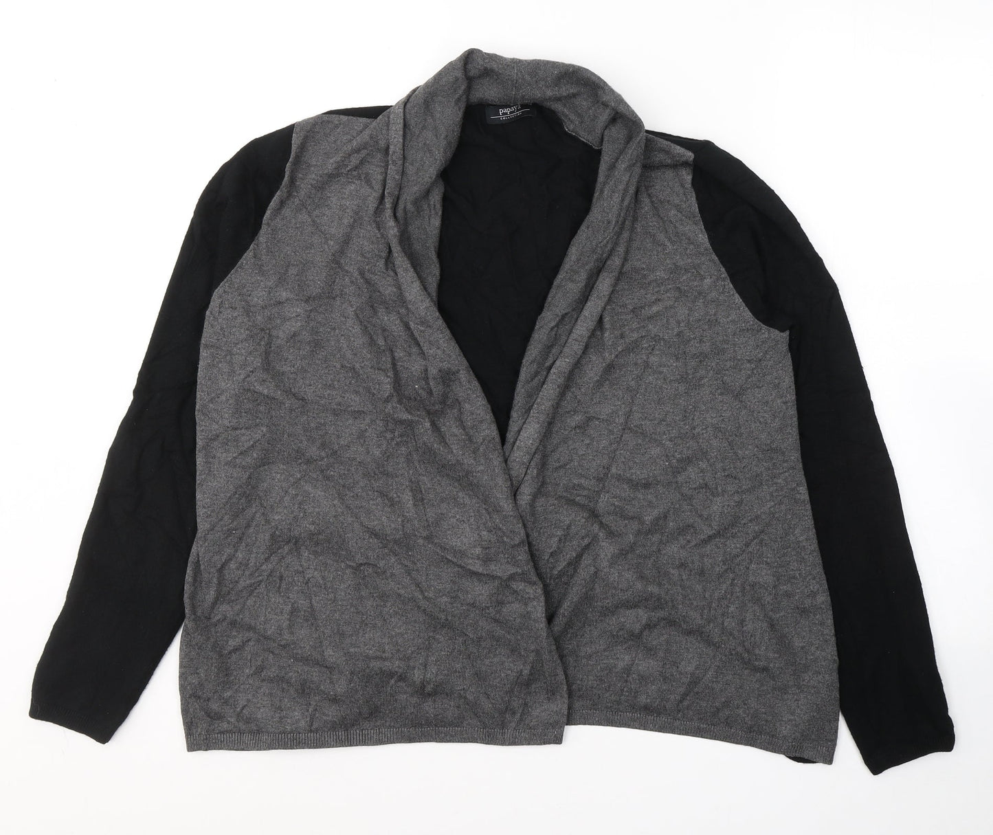 Papaya Womens Grey V-Neck  Viscose Cardigan Jumper Size 16
