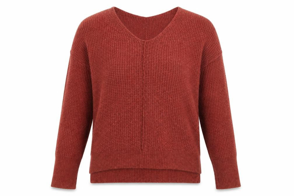 If it were me Womens Red V-Neck  Cotton Pullover Jumper Size L
