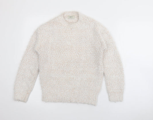 Papaya Womens Ivory High Neck  Polyester Pullover Jumper Size S