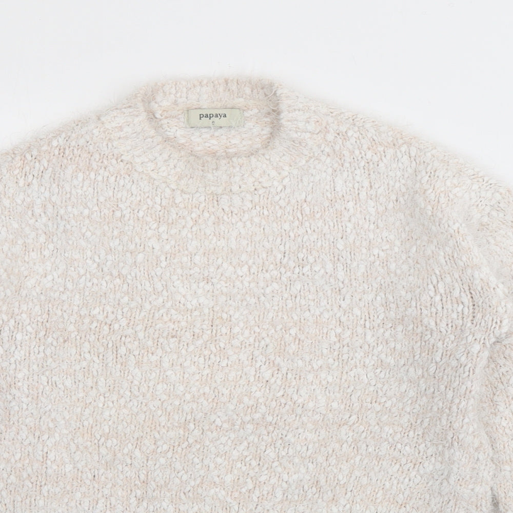 Papaya Womens Ivory High Neck  Polyester Pullover Jumper Size S