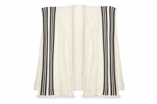 Marks & Spencer Womens Ivory V-Neck Striped Acrylic Wrap Jumper One Size