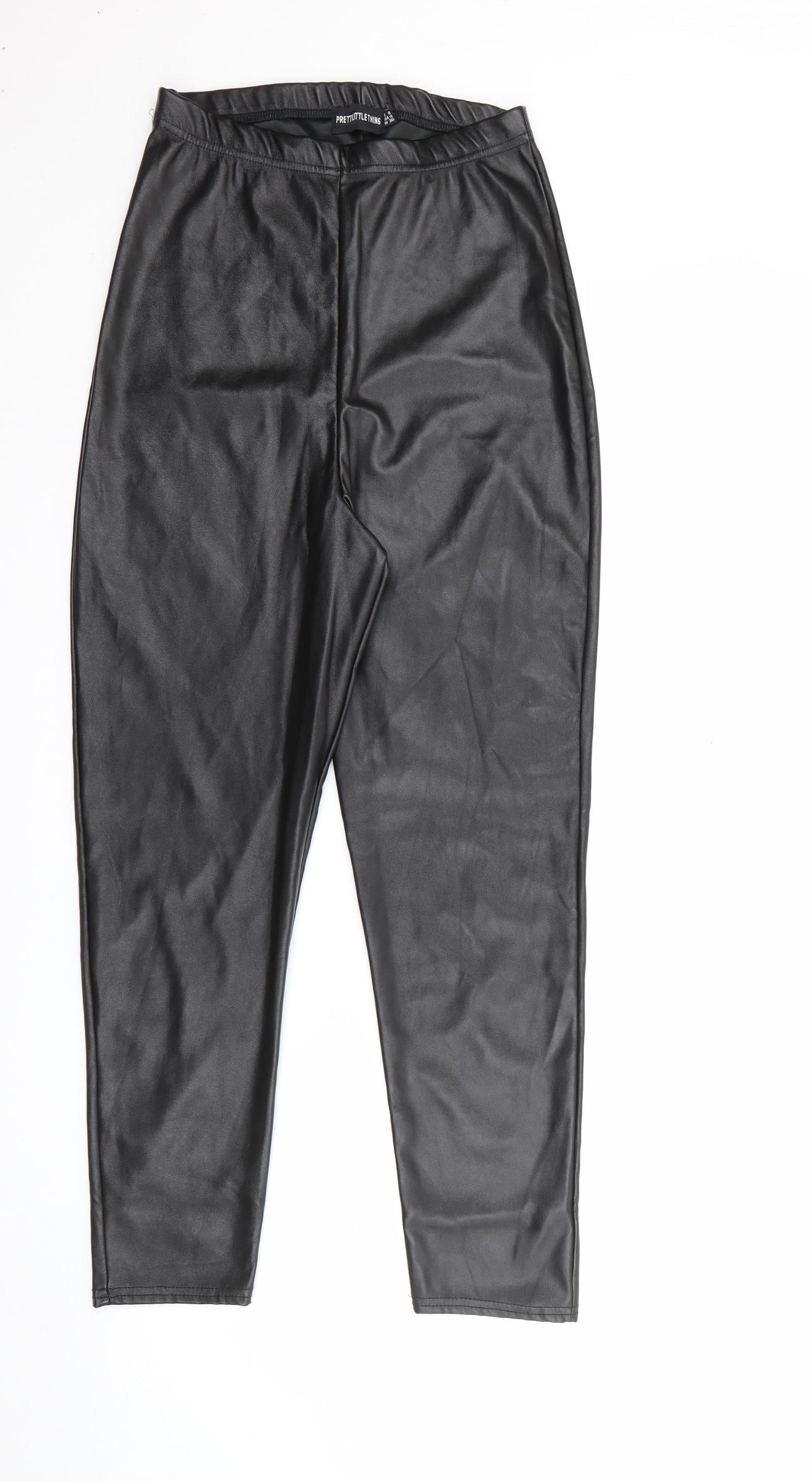 PRETTYLITTLETHING Womens Black  Polyester Pedal Pusher Leggings Size 8 L24 in