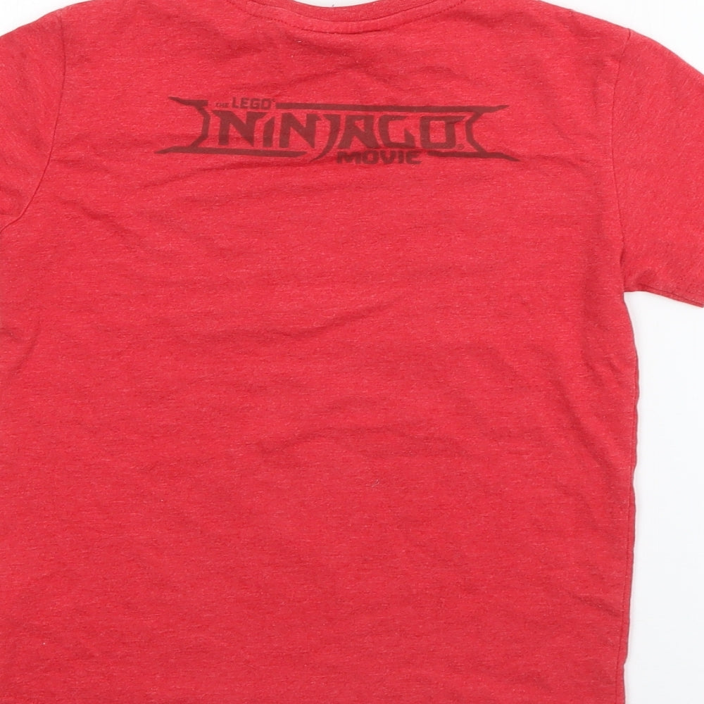 NEXT Boys Red  Cotton Pullover T-Shirt Size 4 Years Crew Neck  - Lego