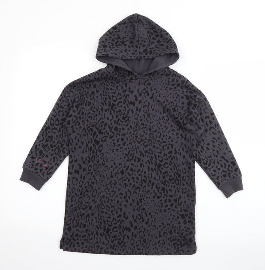 George Girls Blue Animal Print Cotton Pullover Hoodie Size 5-6 Years