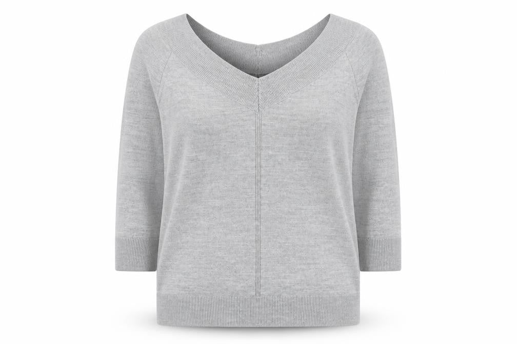 TU Womens Grey V-Neck  Acrylic Pullover Jumper Size 10