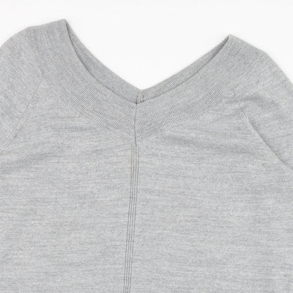 Tu Womens Grey V-Neck  Acrylic Pullover Jumper Size 10