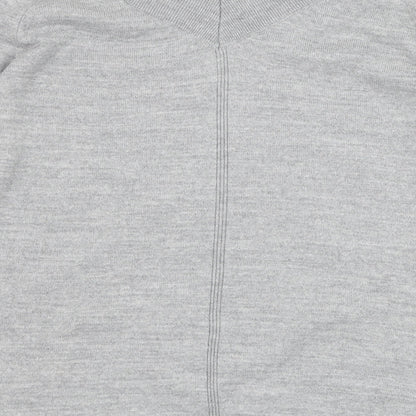 Tu Womens Grey V-Neck  Acrylic Pullover Jumper Size 10