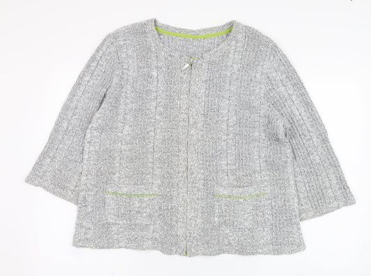 Marks and Spencer Womens Grey Square Neck  Acrylic Full Zip Jumper Size XL