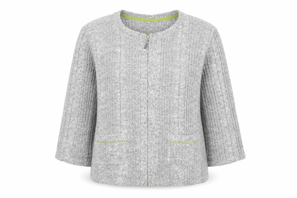 Marks & Spencer Womens Grey Square Neck  Acrylic Full Zip Jumper Size XL