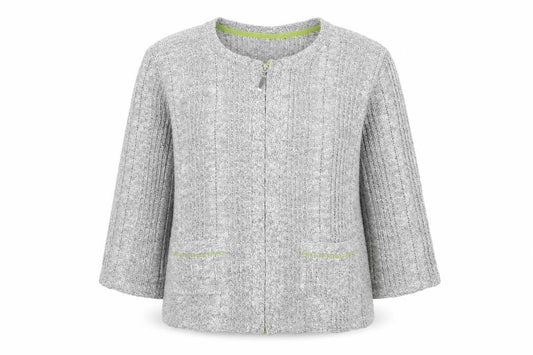 Marks & Spencer Womens Grey Square Neck  Acrylic Full Zip Jumper Size XL