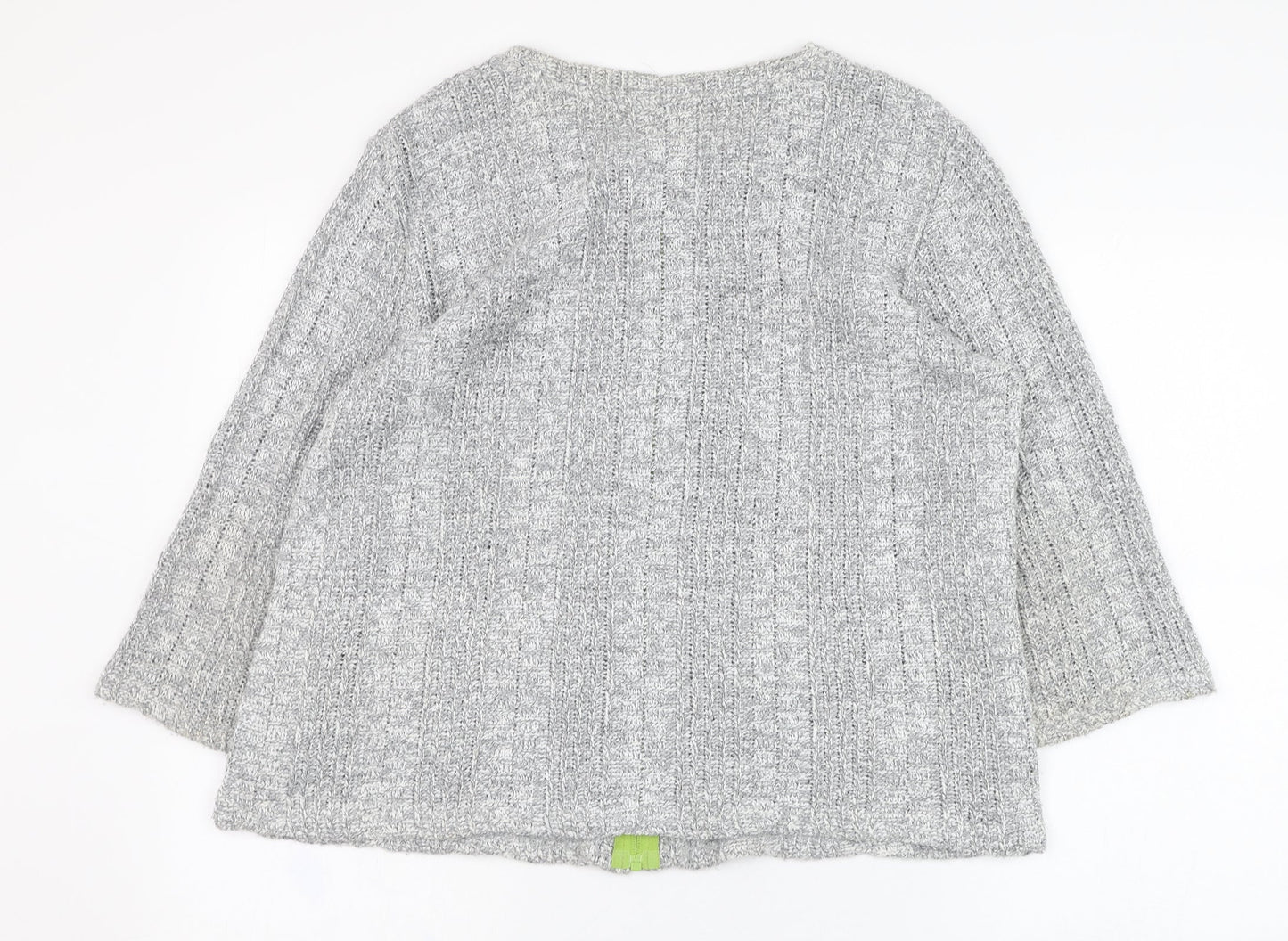 Marks and Spencer Womens Grey Square Neck  Acrylic Full Zip Jumper Size XL
