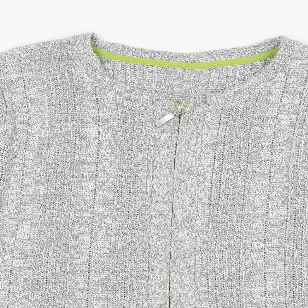 Marks and Spencer Womens Grey Square Neck  Acrylic Full Zip Jumper Size XL