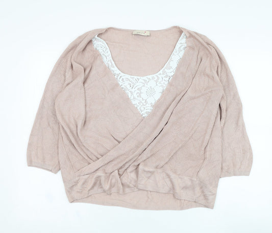 Marks and Spencer Womens Pink Round Neck  Acrylic Pullover Jumper Size 16
