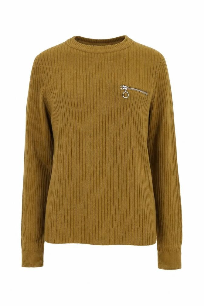 Preworn Womens Brown Round Neck  Polyester Pullover Jumper Size 12