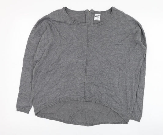Vera Moda Womens Grey Round Neck  Cotton Pullover Jumper Size XS