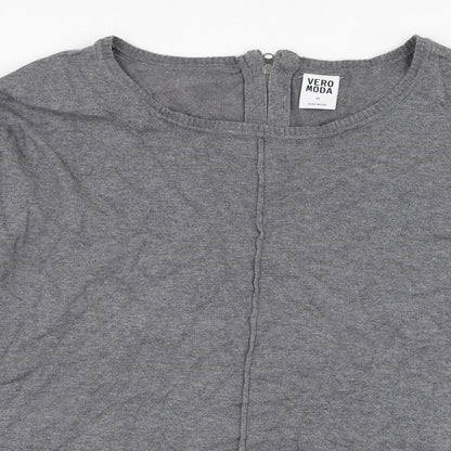 Vera Moda Womens Grey Round Neck  Cotton Pullover Jumper Size XS