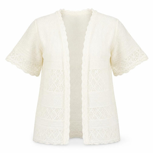 Isle Womens Ivory Square Neck  Acrylic Cardigan Jumper Size 14