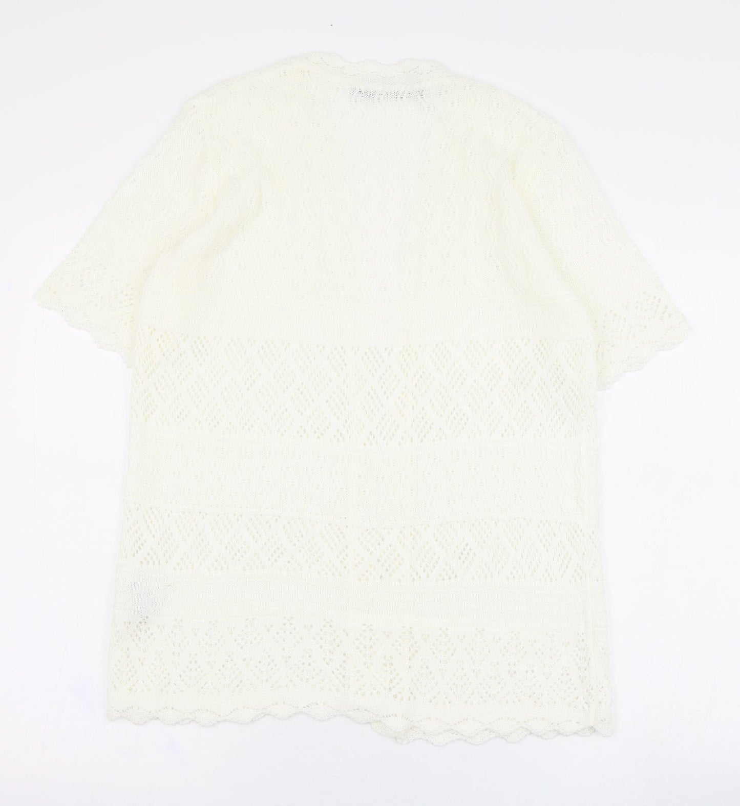 Isle Womens Ivory Square Neck  Acrylic Cardigan Jumper Size 14