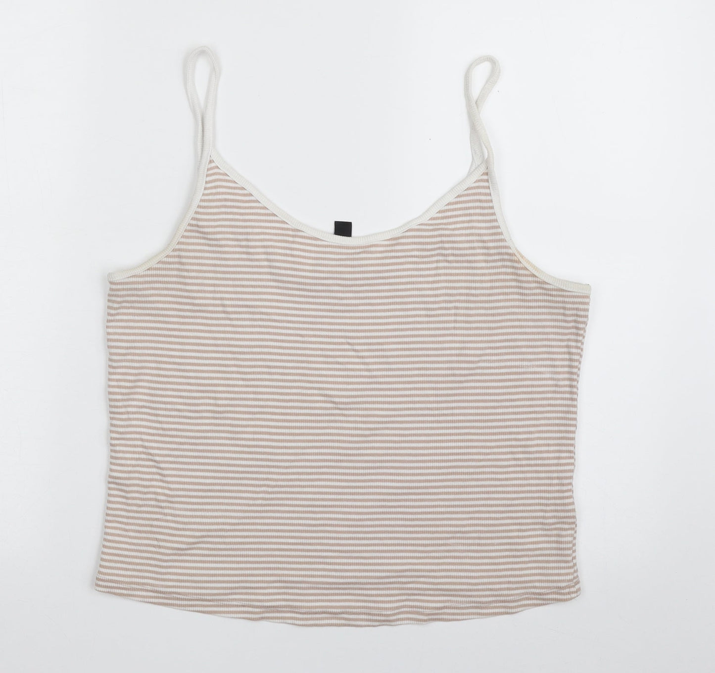 New Look Womens Beige Striped Cotton Camisole Tank Size 18 Round Neck - Cropped