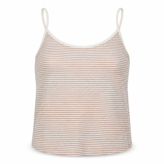 New Look Womens Beige Striped Cotton Camisole Tank Size 18 Round Neck - Cropped