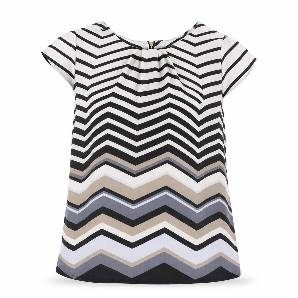 Park Avenue Womens Multicoloured Geometric Polyester Basic Blouse Size 16 Scoop Neck