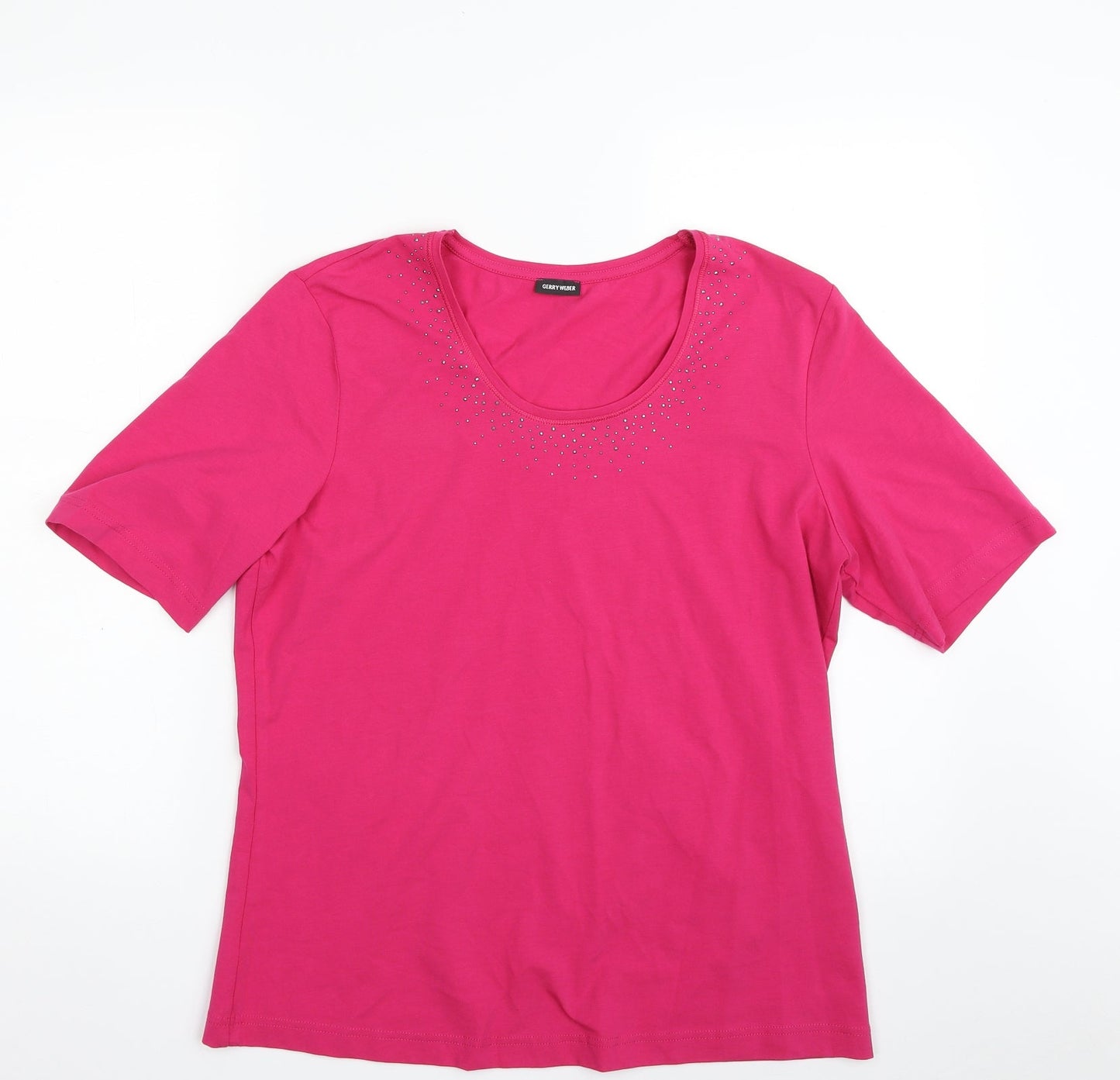 Gerry Weber Womens Pink  Polyester Basic T-Shirt Size M Scoop Neck