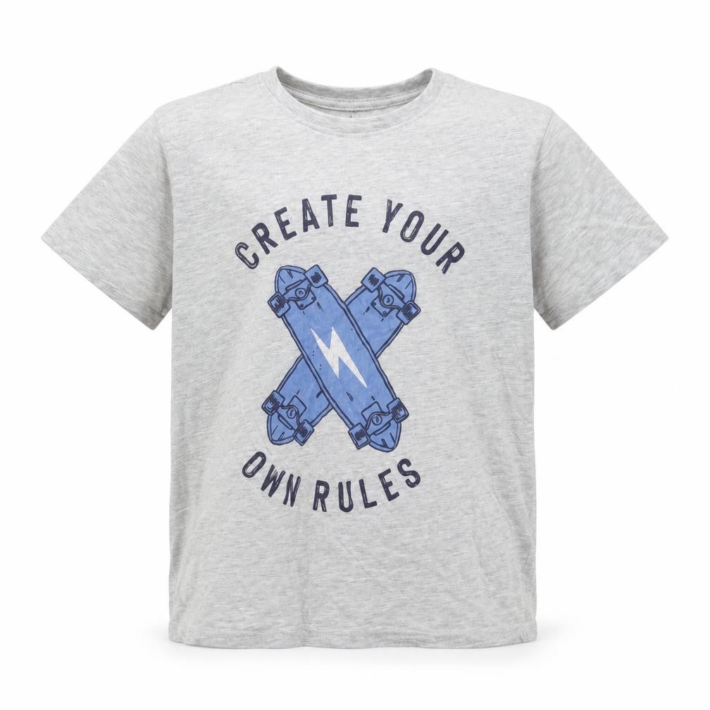 Primark Boys Grey  Cotton Basic T-Shirt Size 9-10 Years Crew Neck Pullover - Create Your Own Rules