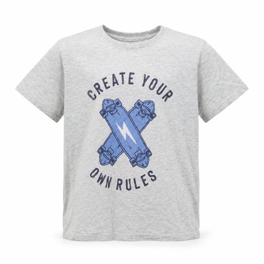 Primark Boys Grey  Cotton Basic T-Shirt Size 9-10 Years Crew Neck Pullover - Create Your Own Rules