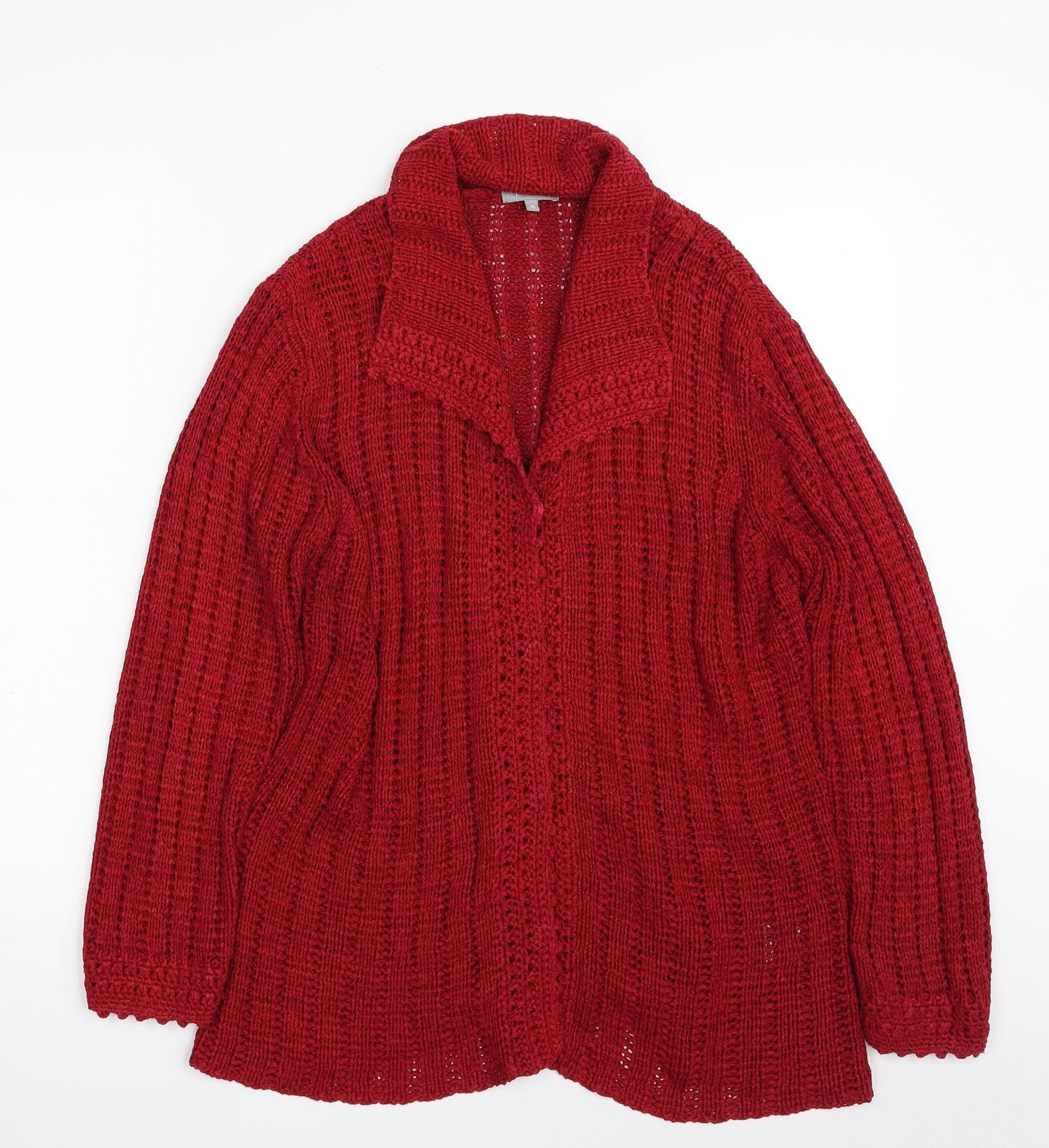 Per Una Womens Red Collared  Acrylic Cardigan Jumper Size M
