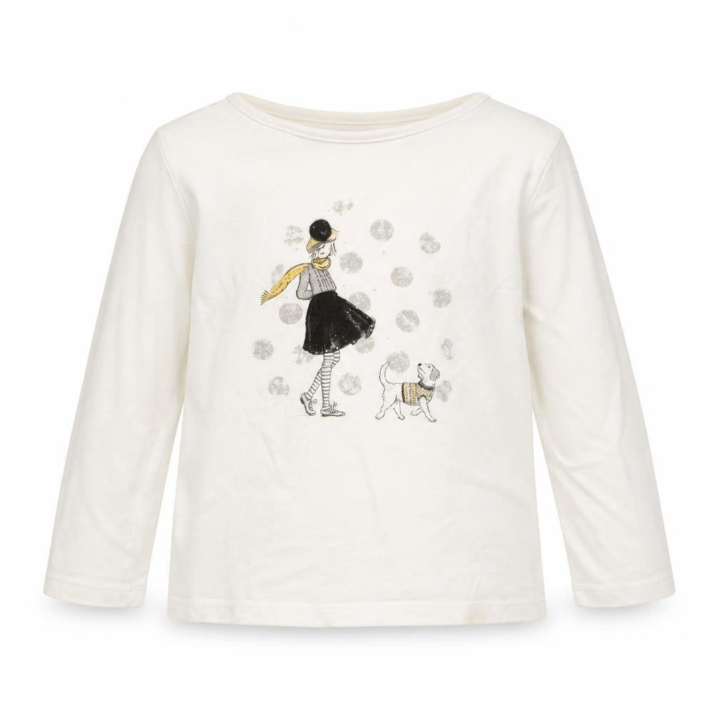 Dylan & Abby Girls White  Cotton Basic T-Shirt Size 2 Years Crew Neck Pullover - Dog