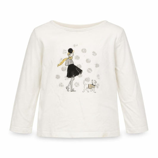 Dylan & Abby Girls White  Cotton Basic T-Shirt Size 2 Years Crew Neck Pullover - Dog