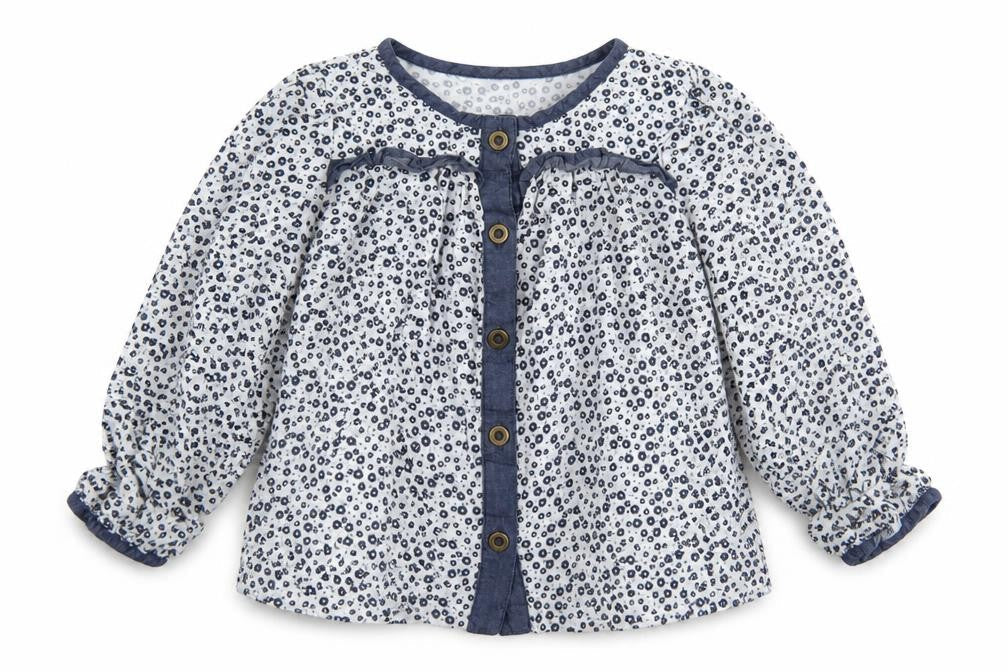 George Girls White Floral 100% Viscose Basic Button-Up Size 2-3 Years Round Neck Button
