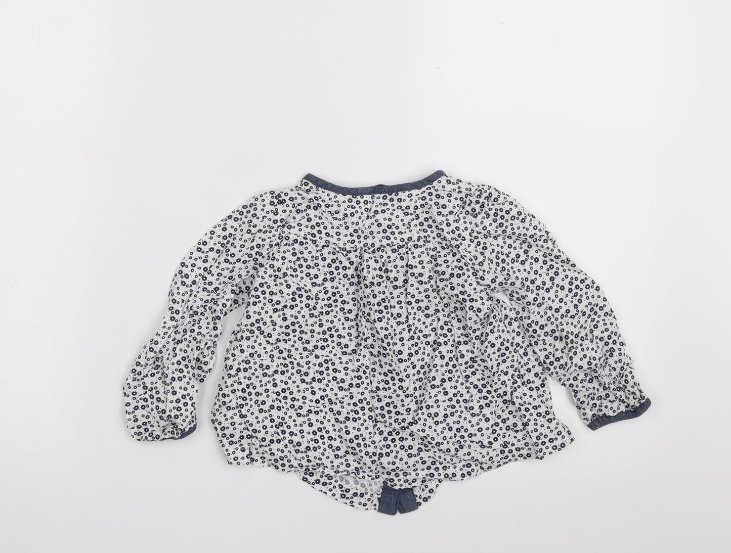 George Girls White Floral 100% Viscose Basic Button-Up Size 2-3 Years Round Neck Button