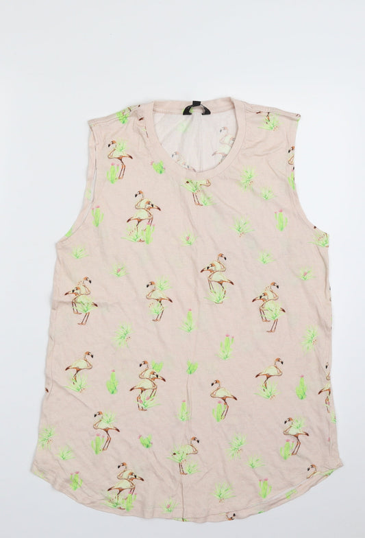 New Look Womens Pink  Viscose Basic T-Shirt Size 12 Scoop Neck - Flamingo