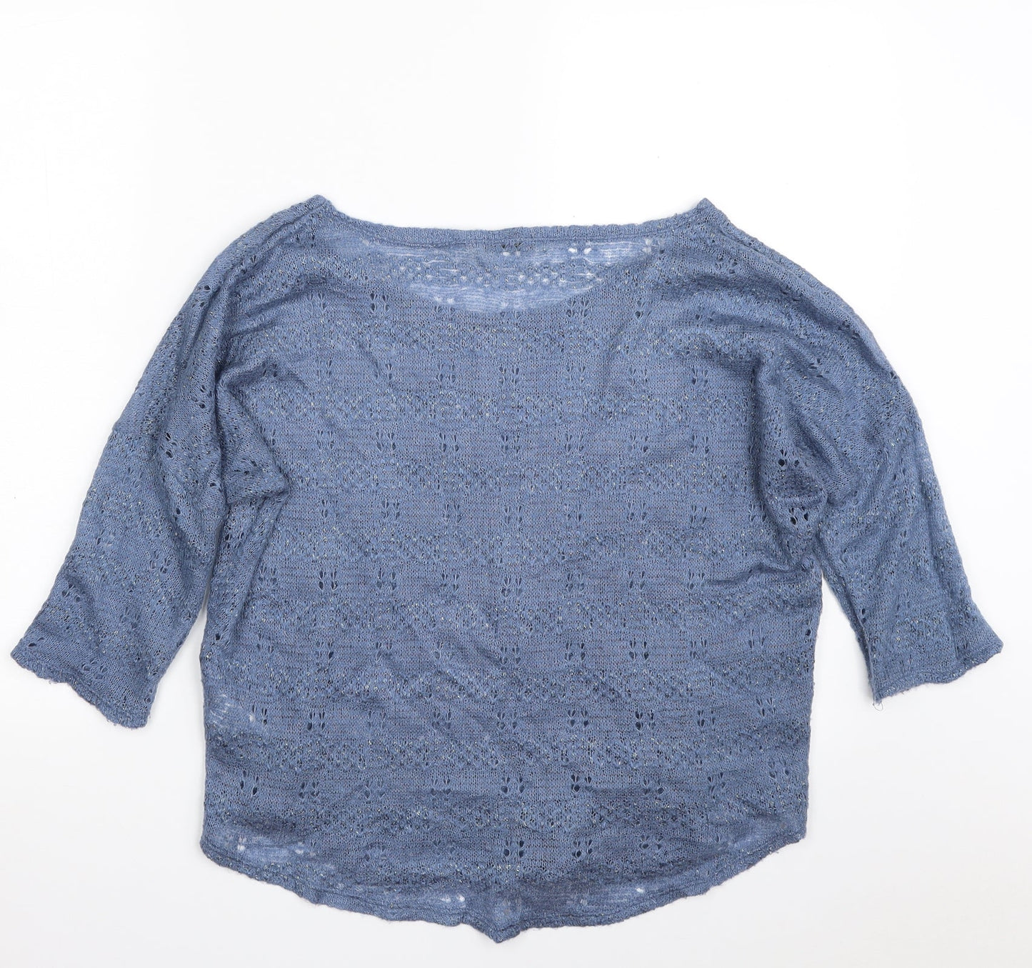Oasis Womens Blue Boat Neck  Acrylic Pullover Jumper Size S