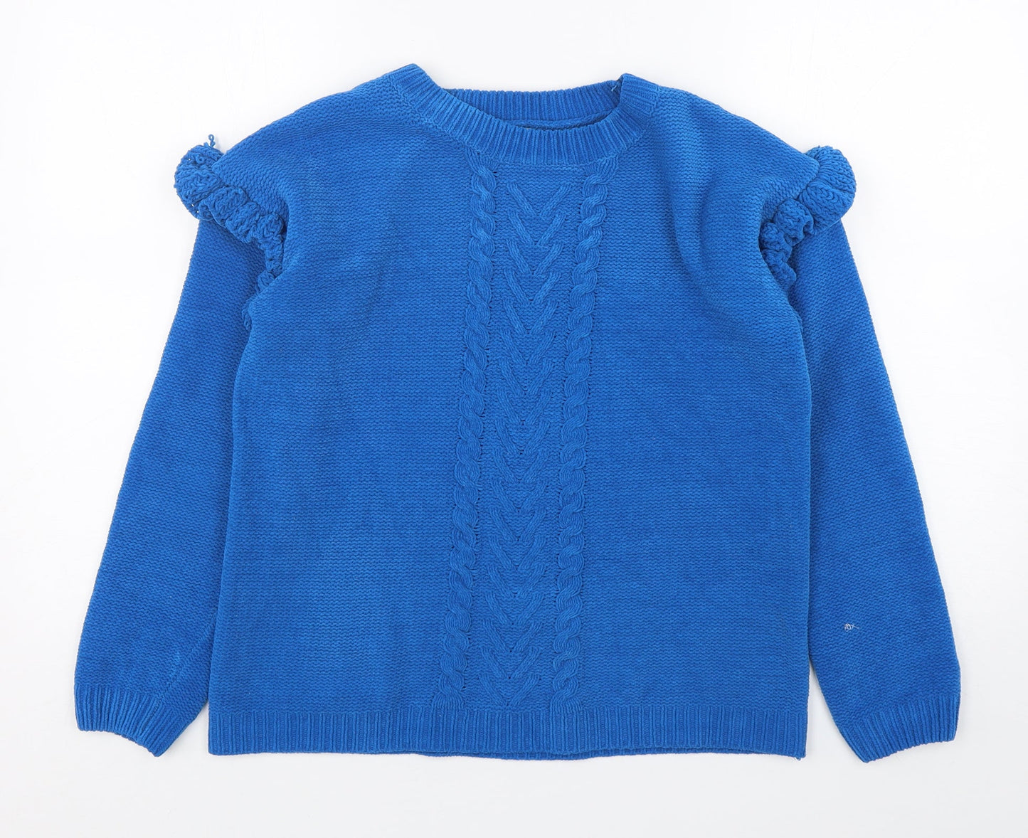 Papaya Womens Blue Round Neck  Polyester Pullover Jumper Size S