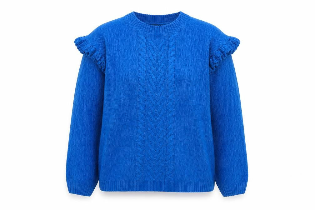 Papaya Womens Blue Round Neck  Polyester Pullover Jumper Size S