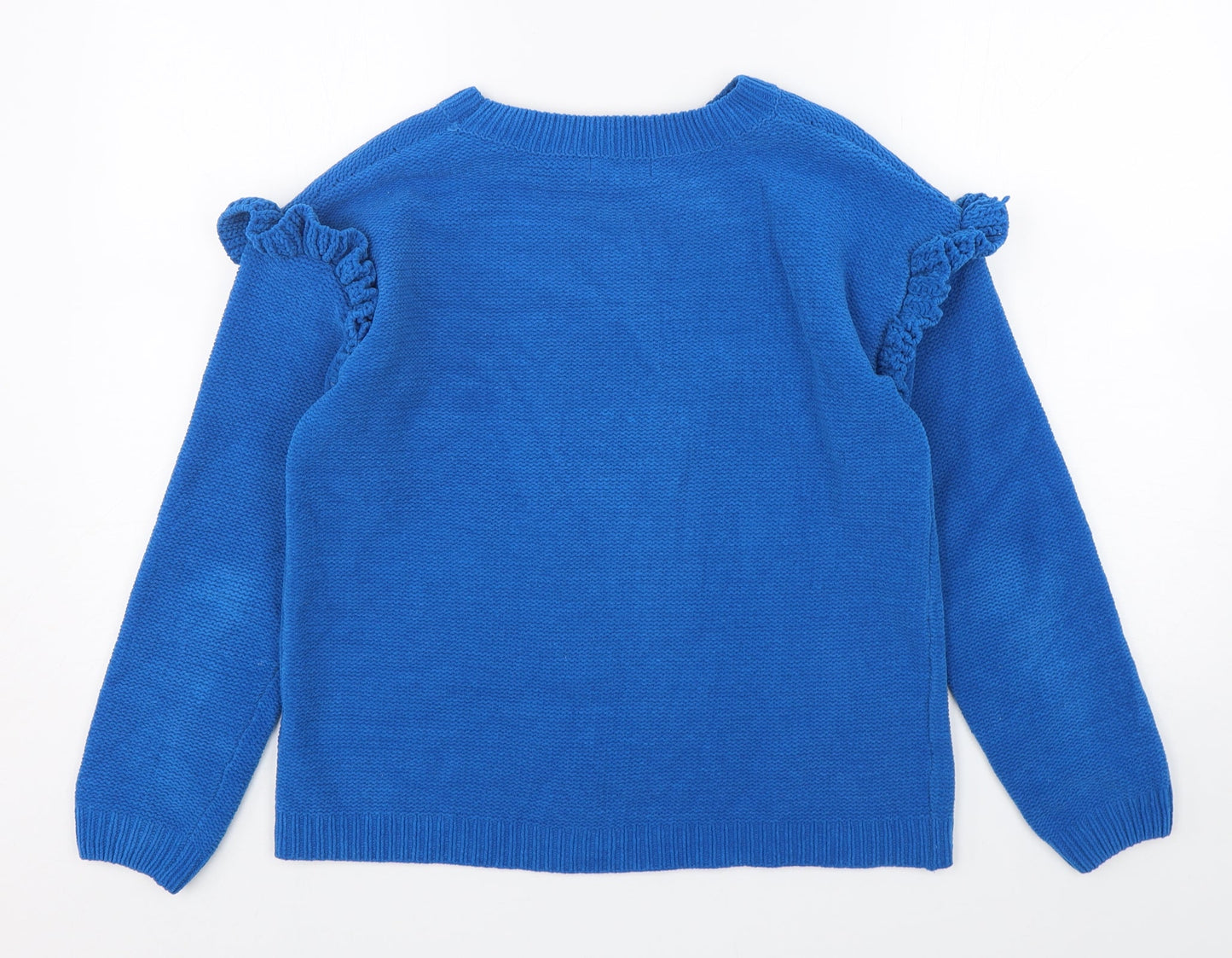 Papaya Womens Blue Round Neck  Polyester Pullover Jumper Size S