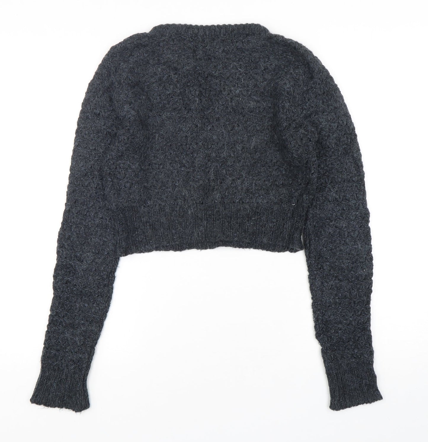 Topshop Womens Grey Round Neck  Acrylic Pullover Jumper Size 10   - Cropped