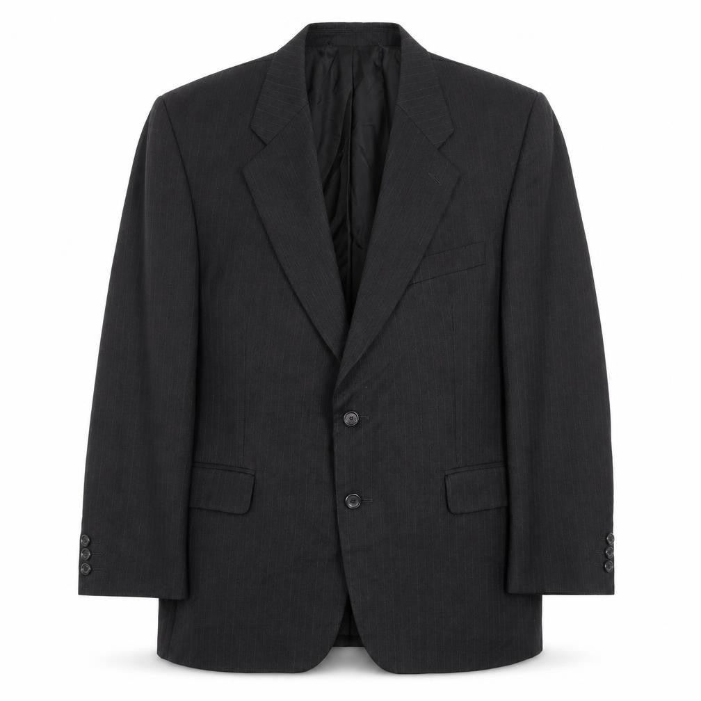 SCOTT Mens Grey Striped Polyester Jacket Suit Jacket