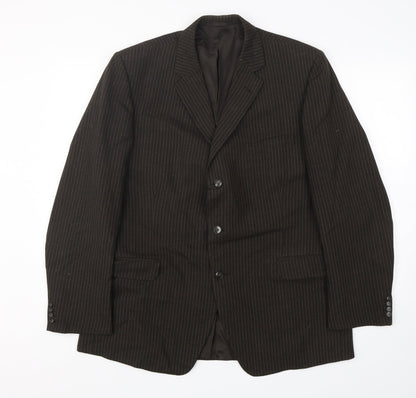 Hector Powe Mens Brown Striped Polyester Jacket Suit Jacket