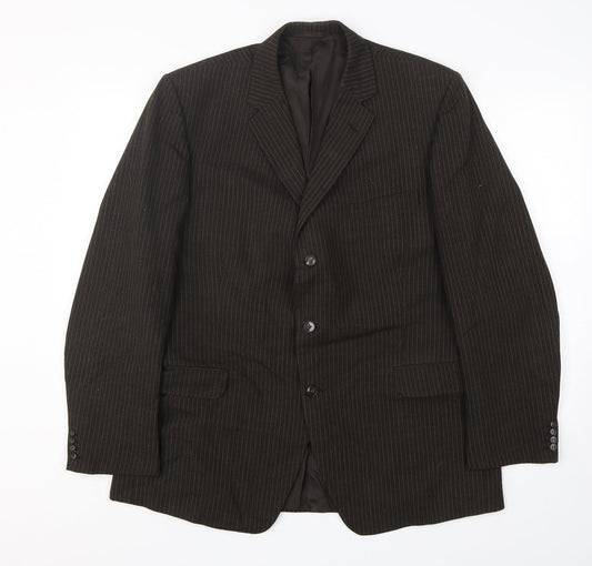 Hector Powe Mens Brown Striped Polyester Jacket Suit Jacket