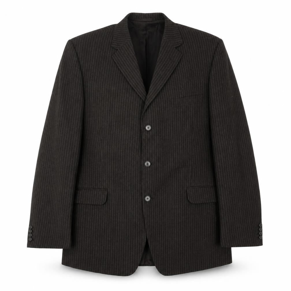 Hector Powe Mens Brown Striped Polyester Jacket Suit Jacket