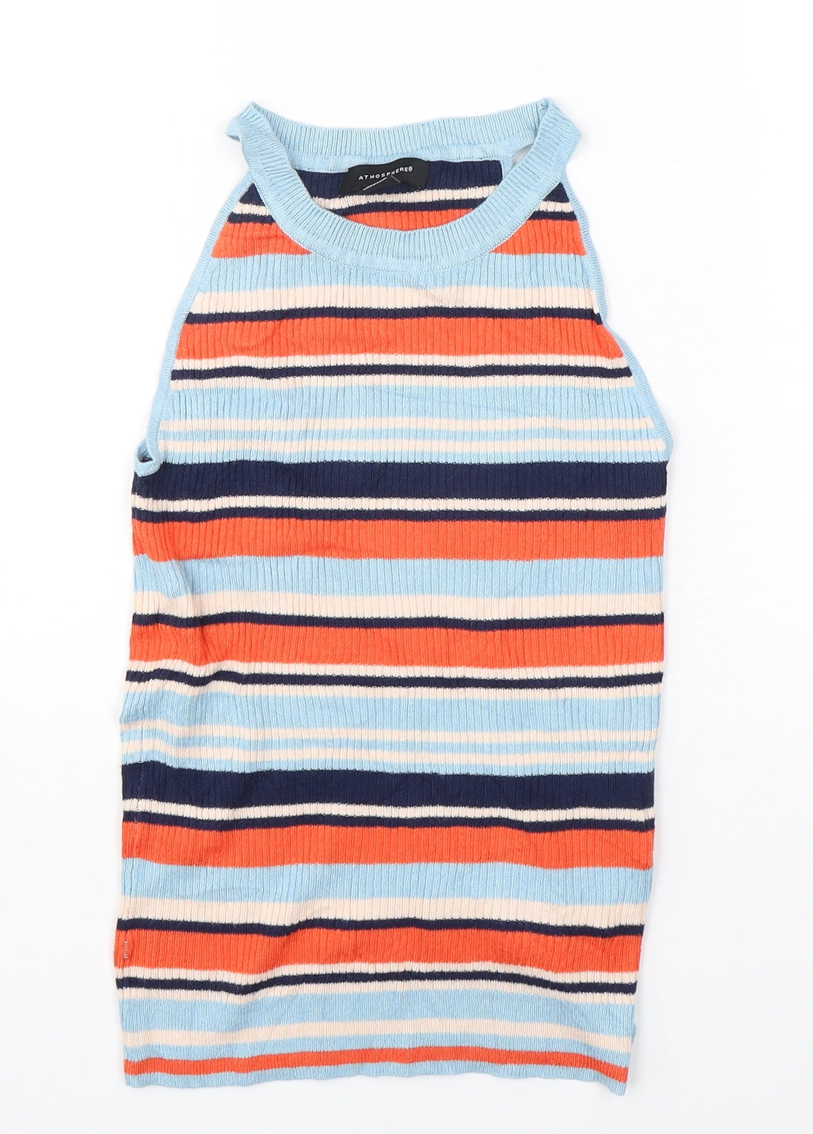 Atmosphere Womens Multicoloured Round Neck Striped Viscose Vest Jumper Size 10
