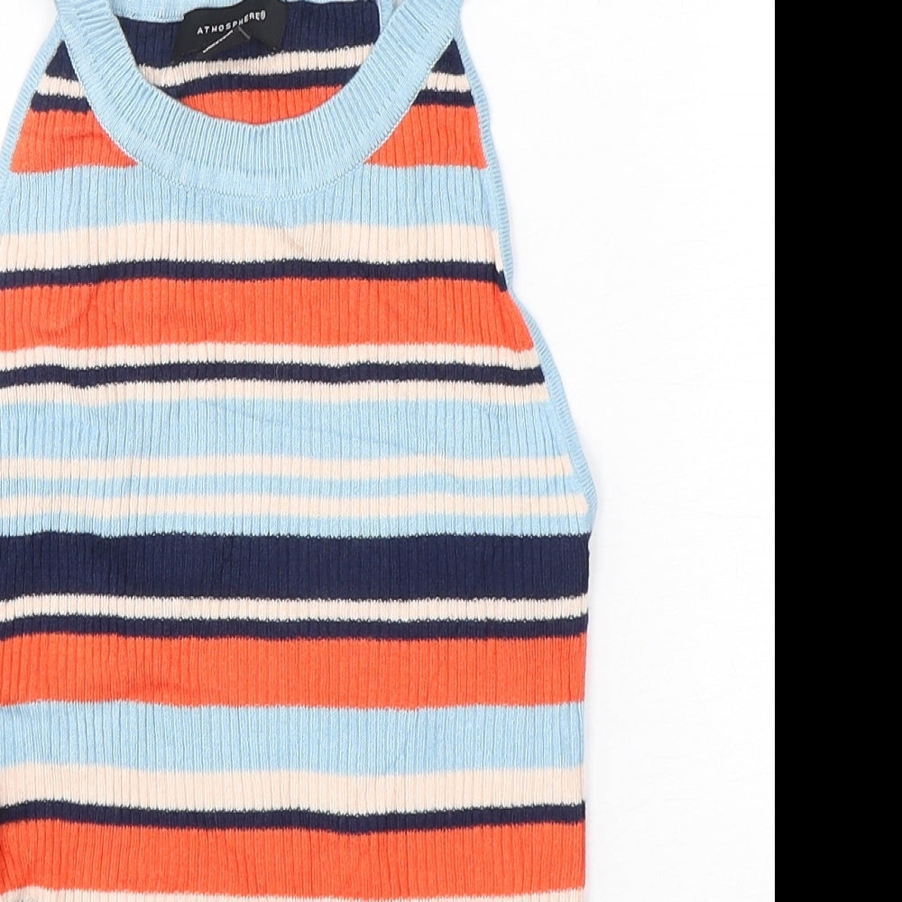 Atmosphere Womens Multicoloured Round Neck Striped Viscose Vest Jumper Size 10