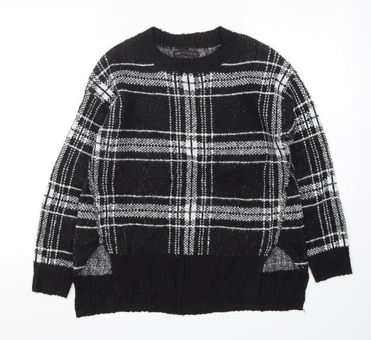 Marks and Spencer Womens Multicoloured Round Neck Plaid Acrylic Pullover Jumper Size S